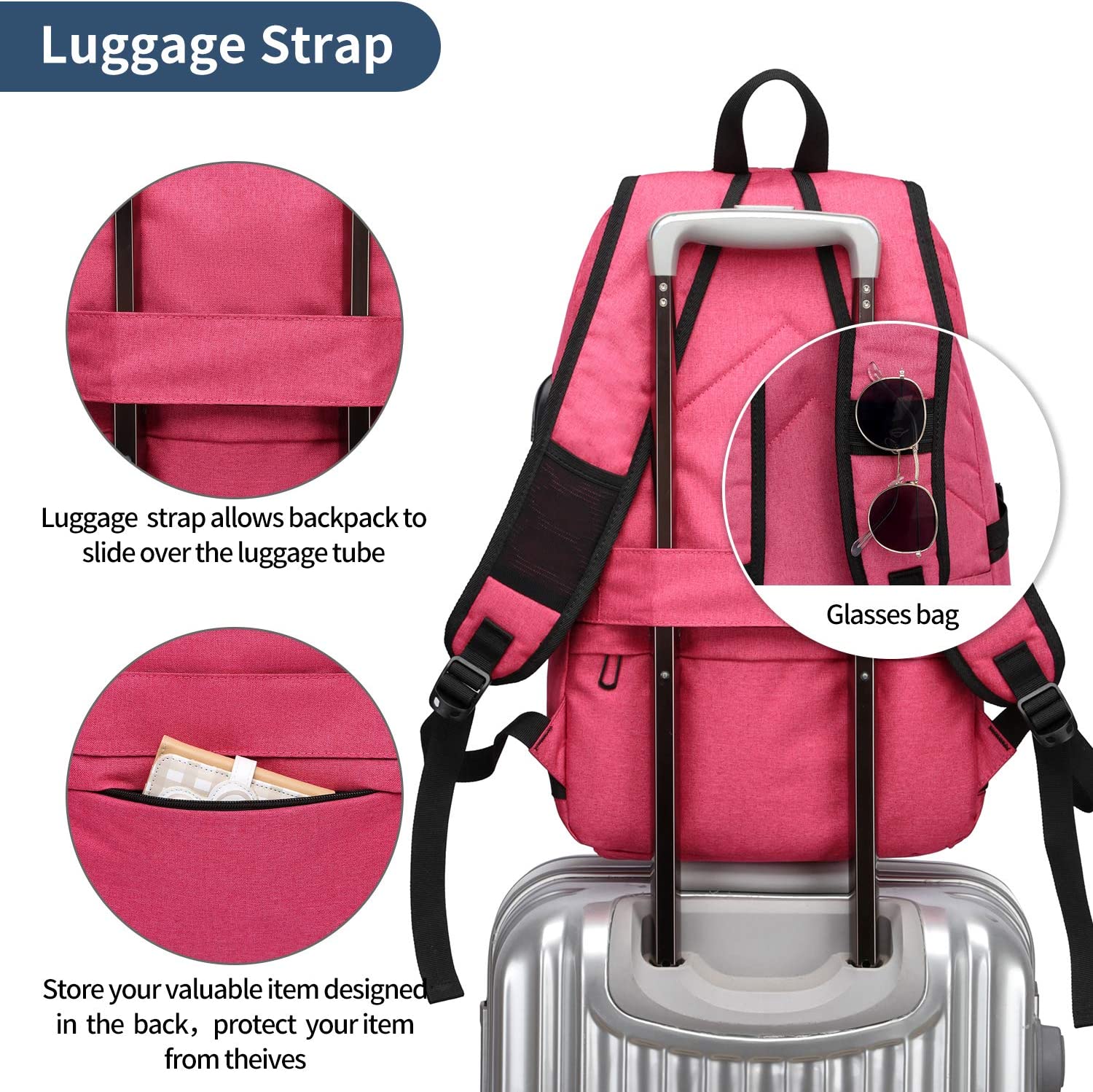 Laptop Backpack,Business Travel Anti Theft Backpack Gift for Men Women with USB Charging Port Lock,Slim Durable Water Resistant College School Bookbag Computer Bag Fits 15.6 Inch Laptop Notebook - Image 6